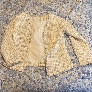 Elegant Cream Tweed Women's Jacket